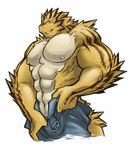  2011 biceps big_muscles diarmaidhutchence kokuhane lizard male muscles nipples pecs plain_background reptile scalie solo tail thorny_devil topless undressing white_background 