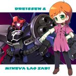  audrey_burne chibi cloak dreissen green_eyes gundam gundam_unicorn kanibasami mecha orange_hair solo 