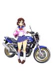  bakuon!! ground_vehicle hair_ornament head_wings helmet highres honda honda_cb400 honda_cb400sf loose_socks motor_vehicle motorcycle orimoto_mimana sakura_hane school_uniform serafuku smile socks solo 