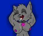  candy canine dog drooling eyes_closed female htftati lingo mammal nipples nude piercing saliva solo tongue tongue_out unknown_artist 