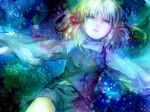  bad_id bad_pixiv_id blonde_hair blue blue_eyes kiguchiko moriya_suwako outstretched_arms short_hair solo spread_arms touhou 