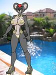  bikini cigarette clothed clothing female greg_panovich house koala koloa mammal marsupial pool poolside skimpy solo swimsuit 
