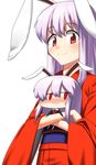  animal_ears blush bunny_ears chibi dual_persona highres japanese_clothes kaiza_(rider000) kimono reisen_udongein_inaba smile smug touhou 