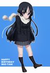  akiyama_mio black_hair blue_eyes enpera hands_in_pockets happy_birthday k-on! landolt_tamaki long_hair plaid plaid_skirt scarf school_uniform skirt solo 