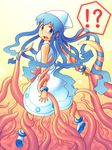  1girl bad_id bad_pixiv_id blue_eyes blue_hair hat ikamusume long_hair looking_back ninja_haramaki shinryaku!_ikamusume solo tentacle_hair tentacles 