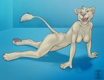  anthro breasts father_of_the_pride feline female ferality fur kate lion mammal nipples nude solo white white_fur 