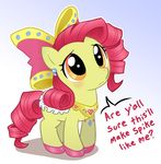  applebloom_(mlp) blush cub cutie_mark_crusaders_(mlp) equine female feral friendship_is_magic horse jewelry mammal my_little_pony plain_background pony ribbons rinrin solo young 