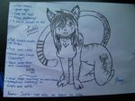  &hearts; bell bent_over cat claws collar ears feline female hair juzki long_hair markings nude sketch stripes tail teeth tribal writing 