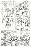  black_and_white breasts comic english_text female gay male monochrome penis reptile scalie straight teenage_mutant_ninja_turtles text turtle unknown_artist 