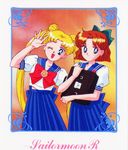  2girls bishoujo_senshi_sailor_moon bow friends hair_bow hairbow multiple_girls official_art oldschool oosaka_naru osaka_naru tsukino_usagi v wink 