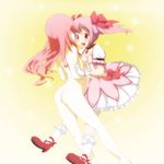  ass blush bow chihiro_p connect_(madoka_magica) dress dual_persona gloves hair_bow highres jewelry kaname_madoka long_hair mahou_shoujo_madoka_magica multiple_girls nude pendant pink_eyes pink_hair socks twintails 