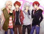  afuro_terumi bad_id bad_pixiv_id blonde_hair blue_eyes casual green_eyes hood hoodie inazuma_eleven inazuma_eleven_(series) izumi_(nagashi) kiyama_hiroto long_hair male_focus multiple_boys nagumo_haruya red_eyes red_hair suzuno_fuusuke white_hair yellow_eyes 