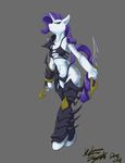  anthrofied armor blue_eyes bra dagger equine female friendship_is_magic fur hattonslayden horn horse mammal my_little_pony panties pony rarity_(mlp) solo unconvincing_armor underwear unicorn weapon white_fur 