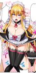  blonde_hair blue_eyes blush breasts cameltoe cleavage dress dress_lift elf huge_breasts long_hair maid maid_headdress mole mole_under_mouth nyamota open_mouth original panties pointy_ears thighhighs underwear 