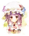  bad_id bad_pixiv_id crescent face hat jewelry orange_eyes patchouli_knowledge portrait purple_hair solo touhou tsuki_yuuhi upper_body 