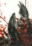  beak bird blood crow dead death feathers gore guro nathradas plain_background raven white_background 