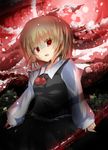 blonde_hair darkness ex-rumia fang ha_ru hair_ribbon highres is_that_so open_mouth red_eyes ribbon rumia short_hair solo touhou weapon 