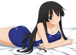  absurdres akiyama_mio ass black_eyes black_hair blue_swimsuit breasts cleavage competition_school_swimsuit competition_swimsuit detexted highres k-on! long_hair lying medium_breasts on_stomach one-piece_swimsuit solo sugimura_tomokazu swimsuit third-party_edit vector_trace 