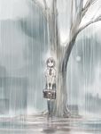  bag bob_cut ikeda_jun_(mizutamari) original rain school_bag school_uniform short_hair solo tree wet wet_clothes 