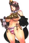  blush bottomless breasts brown_hair cameltoe highres huge_breasts large_breasts menace purple_eyes queen&#039;s_blade queen's_blade setra short_hair smile underboob 