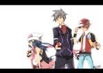  highres hikari_(pokemon) poke_ball pokeballs pokemon red_(pokemon) steven_(pokemon) tsuwabuki_daigo 