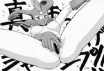  ass blush breasts censored gloves kekko_kamen kekko_kamen_(character) lying mask monochrome nipples nude pubic_hair pussy spread_legs spread_pussy thighs tower_(artist) 