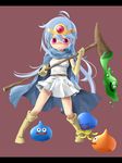  angry bad_id bad_pixiv_id blood blue_hair blush boots cape circlet dragon_quest dragon_quest_iii elbow_gloves gloves hoimi_slime nosebleed red_eyes rupa sage_(dq3) slime_(dragon_quest) staff 