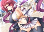  bad_id bad_pixiv_id belt blush breasts dutch_angle koihime_musou large_breasts legs midriff mikan_(5555) miniskirt navel red_eyes red_hair ryofu short_hair skirt solo thighhighs thighs weapon 