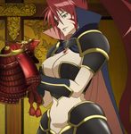  armor breasts cap highres huge_breasts oda_nobunaga_(sengoku_otome) ponytail red_hair screencap screenshot sengoku_otome 