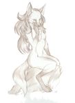  canine female fox nduli nude pencils pinup pondering solo 