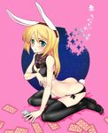  animal_ears aqua_eyes ass black_bra black_legwear black_panties blonde_hair blush bra breasts bunny_ears bunny_tail butt_crack cleavage heidimarie_w_schnaufer heinrike_prinzessin_zu_sayn-wittgenstein lingerie long_hair marie_(bethlehem) noble_witches panties photo_(object) side-tie_panties solo tail thighhighs underwear underwear_only world_witches_series 