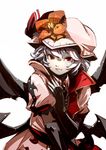  bad_id bad_pixiv_id bat_wings bow elbow_gloves fingerless_gloves flower gloves hat hat_bow hat_flower hounori koumajou_densetsu koumajou_densetsu_2 nail_polish red_eyes remilia_scarlet short_hair solo touhou white_hair wings 