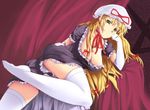  bad_id bad_pixiv_id blonde_hair breasts cleavage elbow_gloves gloves hat large_breasts long_hair ouka_(izuriha) solo thighhighs touhou white_gloves white_legwear yakumo_yukari yellow_eyes 