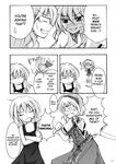  alice_margatroid greyscale hard_translated highres kirisame_marisa kurinton monochrome multiple_girls touhou translated 