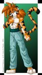  amber_williams cute feline hair leopard long_tail male plushie pose solo tail topless 