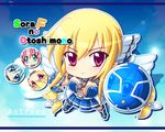  astraea blonde_hair blue_eyes chibi green_eyes hotaruru ikaros nymph red_eyes sora_no_otoshimono sword weapon wings 