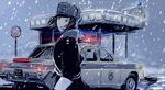  car cyrillic fur_hat ground_vehicle hat motor_vehicle original police police_car police_uniform policewoman russia russian snow solo soviet uniform ushanka valkorn 
