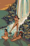  body_paint bodypaint indian jinndevil landscape long_hair lowres native_american pixel_art squaw water waterfall 