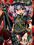  bat_wings black_legwear gun hat lavender_hair machine_gun mg34 okiraku_nikku panties red_eyes remilia_scarlet rifle short_hair solo thighhighs touhou underwear weapon wings 