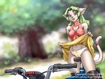  1600x1200 2006 4:3 bicycle blush breasts camel_toe dr_comet elma erect_nipples exhibitionism female green_hair open_mouth ribbons skirt_lift solo summer tenchi_muyo underwear wallpaper 