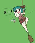  animal_ears broom bucket check_translation chibi green_hair highres kasodani_kyouko kisume multiple_girls open_mouth short_hair shouting smile swinging tarzan touhou translation_request ume_(noraneko) 