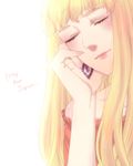  2011_sendai_earthquake_and_tsunami bad_id bad_pixiv_id blonde_hair closed_eyes english fushi-kun_(prpky) jewelry lips long_hair macross macross_frontier sheryl_nome simple_background single_earring solo 