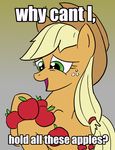 apple applejack_(mlp) apples blonde_hair cutie_mark english_text equine female feral freckles friendship_is_magic fruit green_eyes hair hat horse image_macro long_hair mammal my_little_pony pony solo text unknown_artist 