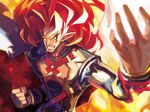  fire harada_takehito long_hair male_focus official_art phantom_kingdom pointy_ears red_hair smile solo white_eyes zetta_(phantom_kingdom) 