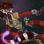  aeryn_ranveri aerynoustinne boots bounty_hunter cuffs dart_gun drookie female gadgets red_panda scifi spade_tail tail tongue wah 