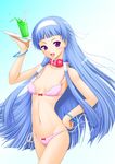  :d akanako blue_hair bow bow_panties bra drink groin hair_tubes hand_on_hip headband kannagi lingerie long_hair melon_soda nagi navel open_mouth panties purple_eyes side-tie_panties smile solo tray underwear underwear_only untied very_long_hair wardrobe_malfunction 