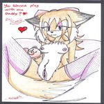  &hearts; amber_eyes bed breasts canine female fox implied_incest looking_at_viewer mole orange pussy ribbons solo stockings tail thigh_highs unknown_artist 