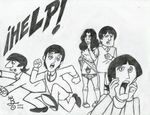  george_harrison john_lennon paul_mccartney ringo_starr rlg the_beatles the_beatles_cartoon yoko_ono 