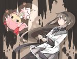  akemi_homura black_hair hairband kaname_madoka long_hair mahou_shoujo_madoka_magica pantyhose school_uniform serafuku shoukei_inori 