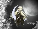  black black_eyes blonde_hair chobits dark dress ears freya_(chobits) gothic gothic_lolita hairband kimura_masahiro lolita_fashion long_hair moon night robot_ears sad sitting solo very_long_hair 